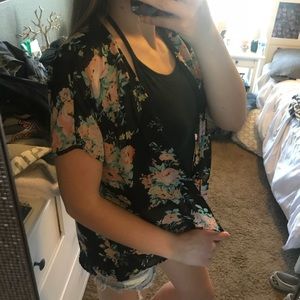 Sheer floral cardigan